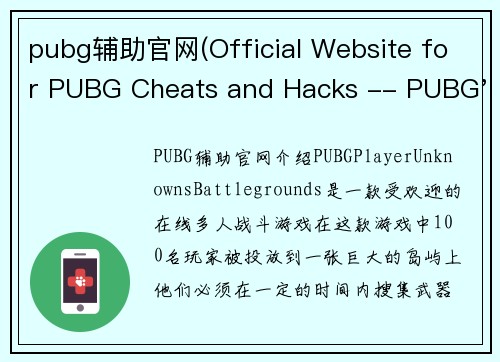 pubg辅助官网(Official Website for PUBG Cheats and Hacks -- PUBG's Official Site for Assistance and Enhancements)